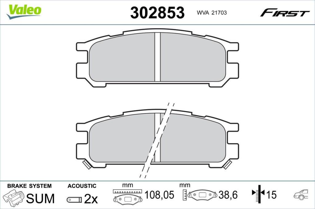 Jogo de 4 pastilhas de travão VALEO ref. 302853